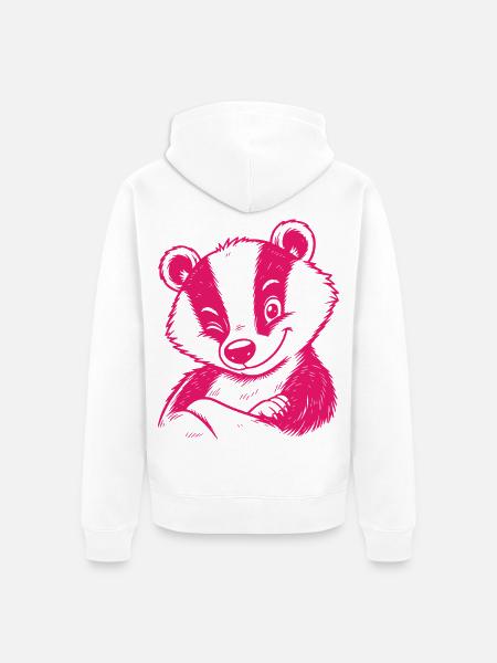 Dachs Augenzwinkern - Unisex Premium Bio Zip Hoodie - Weiß
