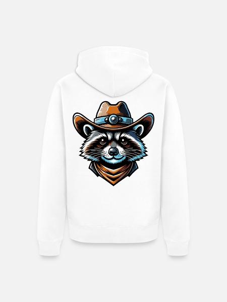 Western Waschbär - Unisex Premium Bio Zip Hoodie - Weiß