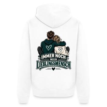 Valentinstag Geschenkidee Partner Hochzeitstag - Unisex Premium Bio Zip Hoodie - Weiß - Hinten - Thijin (182cm)
