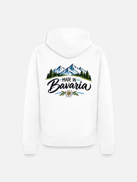Made in Bavaria - Alpen & Heimat - Unisex Premium Bio Zip Hoodie - Weiß