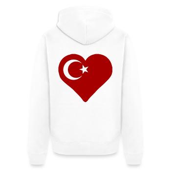 Ein Herz für die Türkei - Unisex Premium Bio Zip Hoodie - Weiß - Hinten - Thijin (182cm)