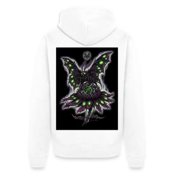 Nekro-Motten-Motte - Unisex Premium Bio Zip Hoodie - Weiß - Hinten - Thijin (182cm)
