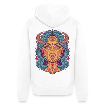 Trippy Festival Hippie-Pilz - Unisex Premium Bio Zip Hoodie - Weiß - Hinten - Thijin (182cm)