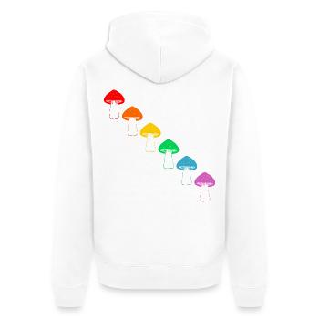 Vielfalt der Regenbogenpilze - Unisex Premium Bio Zip Hoodie - Weiß - Hinten - Thijin (182cm)