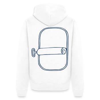 Fischdose Dose - Unisex Premium Bio Zip Hoodie - Weiß - Hinten - Thijin (182cm)