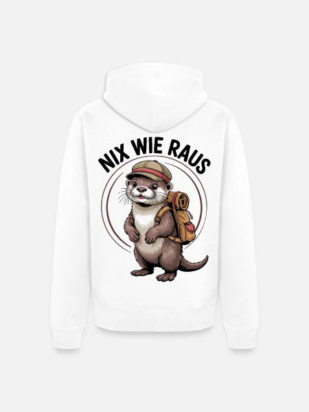 Abenteuer Otter - Unisex Premium Bio Zip Hoodie - Weiß