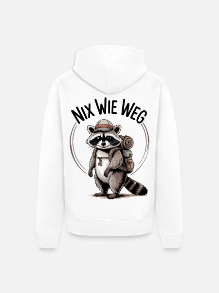 Outdoor Waschbär - Unisex Premium Bio Zip Hoodie - Weiß