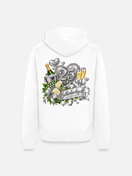 25. Silberhochzeit Festdesign - Unisex Premium Bio Zip Hoodie - Weiß
