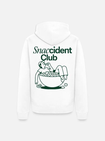 Snaccident Club – Lustiger Snack-Unfall - Unisex Premium Bio Zip Hoodie - Weiß
