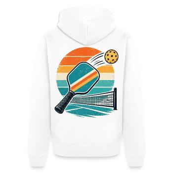 Retro Pingpong Sonnenuntergang - Unisex Premium Bio Zip Hoodie - Weiß - Hinten - Thijin (182cm)