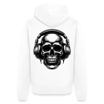 Skull mit Headset - Unisex Premium Bio Zip Hoodie - Weiß - Hinten - Thijin (182cm)