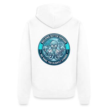 Lustiger biomedizinischer Ingenieur Oktopus Cyborg Bionics - Unisex Premium Bio Zip Hoodie - Weiß - Hinten - Thijin (182cm)