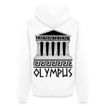 Tempel des Olymps (Schwarz) - Unisex Premium Bio Zip Hoodie - Weiß - Hinten - Thijin (182cm)