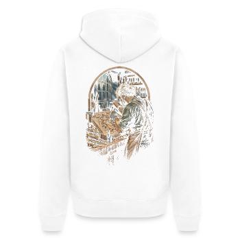 Holzschnitzerei Schnitzen Holzschnitzen - Unisex Premium Bio Zip Hoodie - Weiß - Hinten - Thijin (182cm)