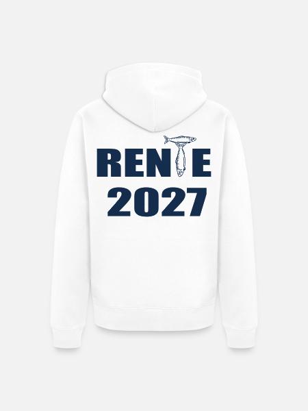 Rente 2027, Angler Fischer - Unisex Premium Bio Zip Hoodie - Weiß