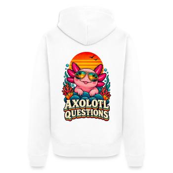 I Axolotl Questions – Cute Retro Axolotl  - Unisex Premium Bio Zip Hoodie - Weiß - Hinten - Thijin (182cm)