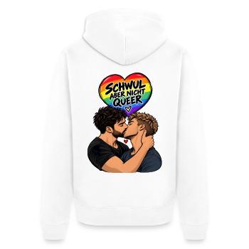 Schwul aber nicht Queer - Unisex Premium Bio Zip Hoodie - Weiß - Hinten - Thijin (182cm)