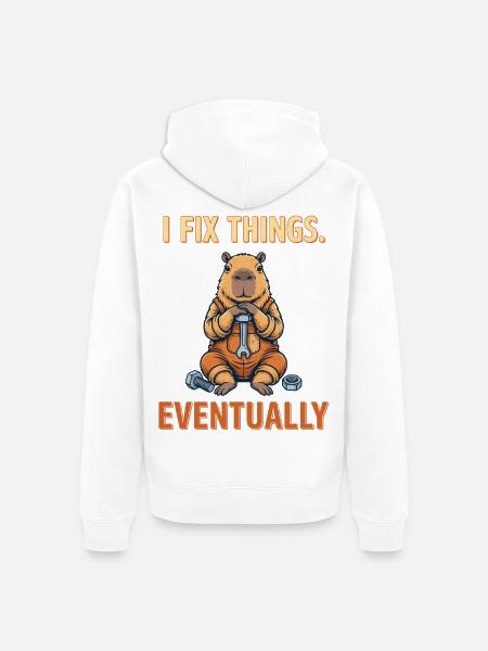 Capybara Schrauber - Unisex Premium Bio Zip Hoodie - Weiß