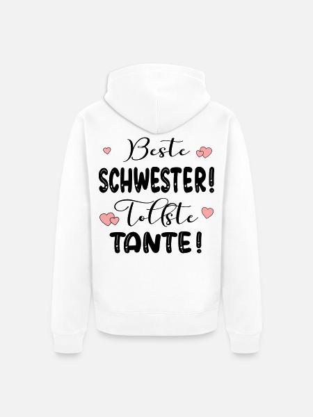 Schwester Tante Baby - Unisex Premium Bio Zip Hoodie - Weiß