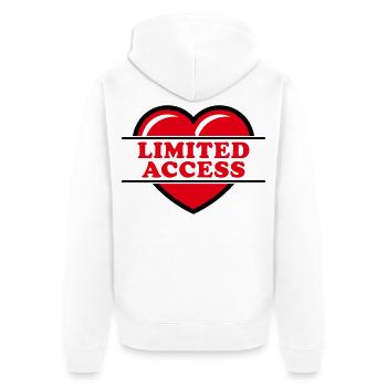 Limited Access (Herz, Herzchen, Liebe / Red 2C) - Unisex Premium Bio Zip Hoodie - Weiß - Hinten - Thijin (182cm)