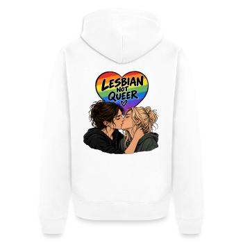 Lesbisch, aber nicht queer - Unisex Premium Bio Zip Hoodie - Weiß - Hinten - Thijin (182cm)