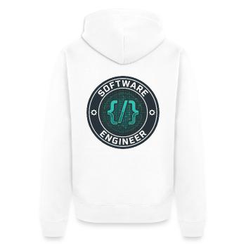 Software Engineer Binärcode-Badge-Geschenk - Unisex Premium Bio Zip Hoodie - Weiß - Hinten - Thijin (182cm)