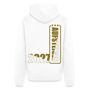 Aufsteiger 2027 - Unisex Premium Bio Zip Hoodie - Weiß - Hinten - Thijin (182cm)