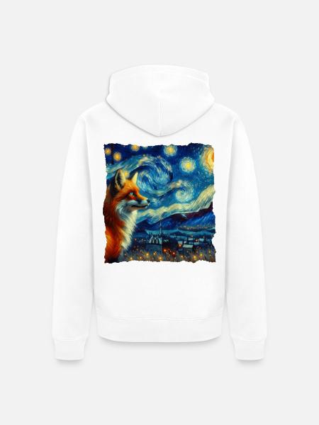 Rotfuchs Fuchs Starry Night - Unisex Premium Bio Zip Hoodie - Weiß