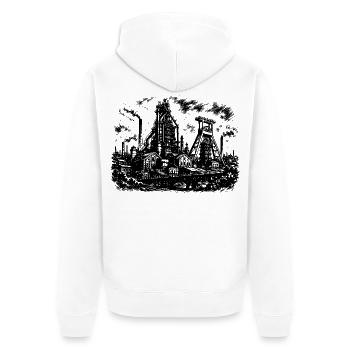 Ruhrpott Zeche - Unisex Premium Bio Zip Hoodie - Weiß - Hinten - Thijin (182cm)