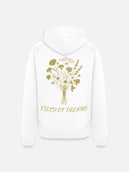 Field Dreams Goldblütenstrauß - Unisex Premium Bio Zip Hoodie - Weiß