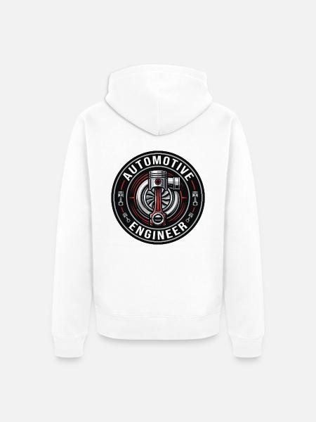Kfz-Ingenieur-Turbo-Kolben-Abzeichen-Geschenk - Unisex Premium Bio Zip Hoodie - Weiß