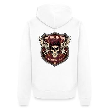 Hot Rod Nation, Kalifornien, 1954 - Unisex Premium Bio Zip Hoodie - Weiß - Hinten - Thijin (182cm)