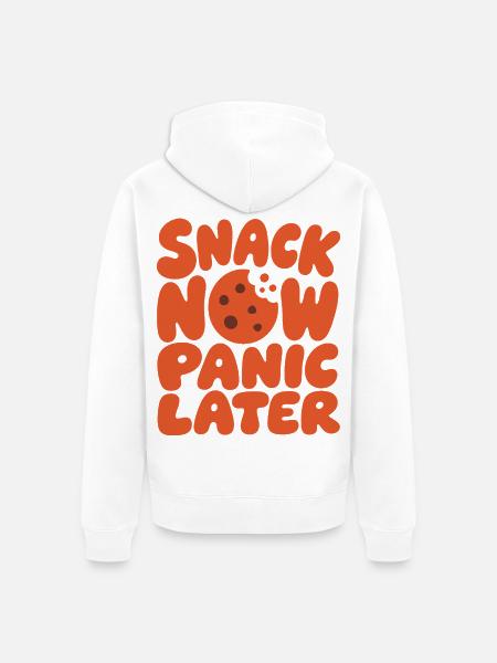 Snack Now Panic Later – Prokrastination - Unisex Premium Bio Zip Hoodie - Weiß
