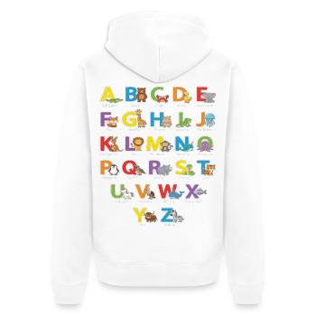 Tieralphabet: Bunte Tierbuchstaben - Unisex Premium Bio Zip Hoodie - Weiß - Hinten - Thijin (182cm)