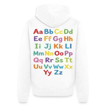 Kreidealphabet Bunte Buchstaben - Unisex Premium Bio Zip Hoodie - Weiß - Hinten - Thijin (182cm)