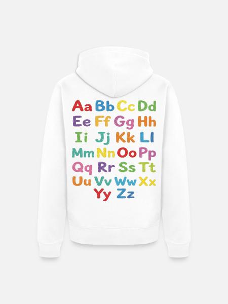 Kreidealphabet Bunte Buchstaben - Unisex Premium Bio Zip Hoodie - Weiß