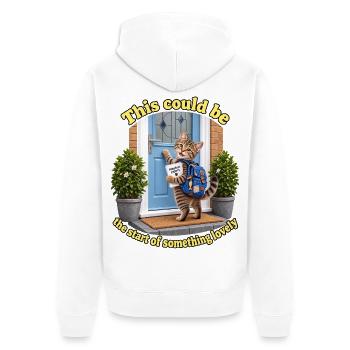 Adoption - Unisex Premium Bio Zip Hoodie - Weiß - Hinten - Thijin (182cm)