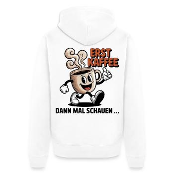 Erst Kaffee - Unisex Premium Bio Zip Hoodie - Weiß - Hinten - Thijin (182cm)