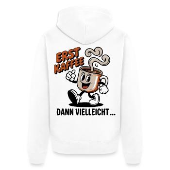 Erst Kaffee - Unisex Premium Bio Zip Hoodie - Weiß - Hinten - Thijin (182cm)