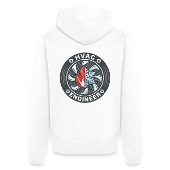 HVAC-Ingenieur Flame Snowflake Ventilator-Badge-Geschenk - Unisex Premium Bio Zip Hoodie - Weiß - Hinten - Thijin (182cm)