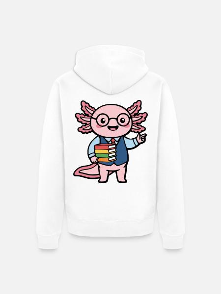 Süßer Axolotl-Lehrer Lustiges Kawaii-Wassertier - Unisex Premium Bio Zip Hoodie - Weiß