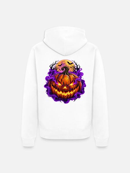 Lila Nebel-Kürbis - Unisex Premium Bio Zip Hoodie - Weiß