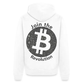 Bitcoin Revolution Kreis - Unisex Premium Bio Zip Hoodie - Weiß - Hinten - Thijin (182cm)