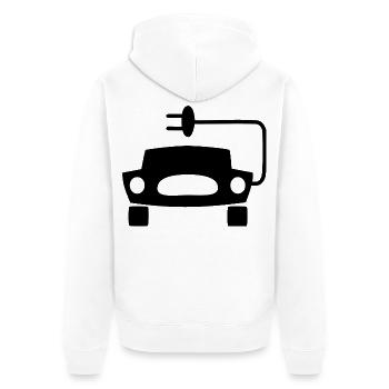 Elektrische Autos - Unisex Premium Bio Zip Hoodie - Weiß - Hinten - Thijin (182cm)