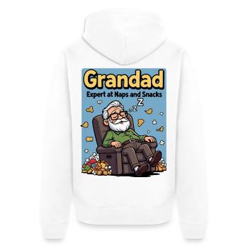 Großvater, Experte für Nickerchen und Snacks, lustiges Nickerchen - Unisex Premium Bio Zip Hoodie - Weiß - Hinten - Thijin (182cm)