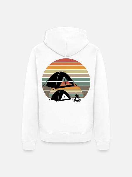 Camping Retro Sonnenuntergang - Unisex Premium Bio Zip Hoodie - Weiß