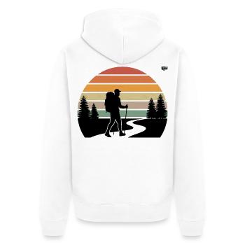 Sonnenuntergang Wanderer Pfad - Unisex Premium Bio Zip Hoodie - Weiß - Hinten - Thijin (182cm)