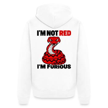 Wütende Rote Schlange – Ich bin nicht rot, ich bin wütend - Unisex Premium Bio Zip Hoodie - Weiß - Hinten - Thijin (182cm)
