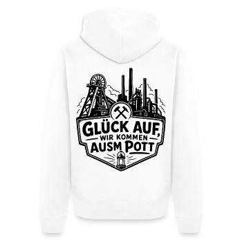 Glück Auf ausm Pott - Unisex Premium Bio Zip Hoodie - Weiß - Hinten - Thijin (182cm)