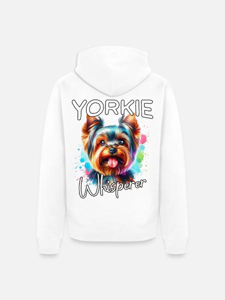 Yorkshire Terrier Flüsterer - Unisex Premium Bio Zip Hoodie - Weiß